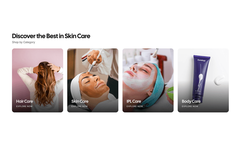 shadcn product category sections