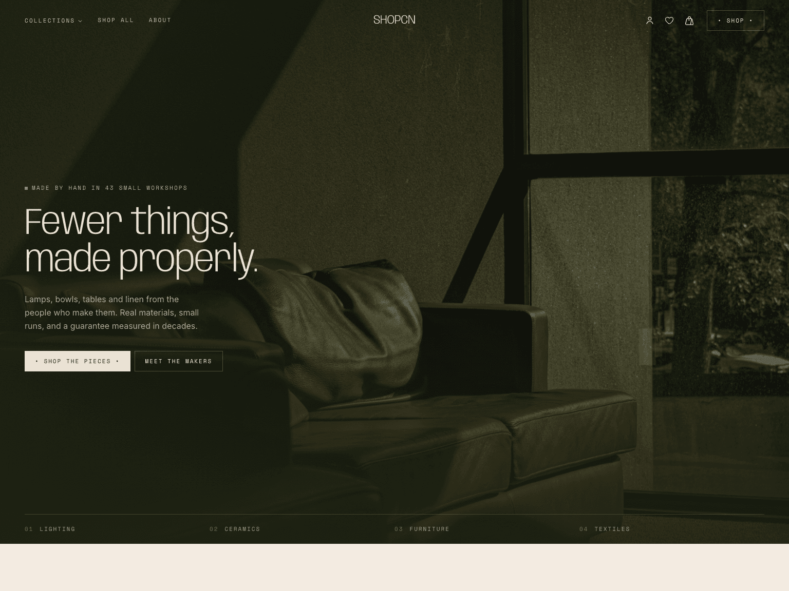 storefront home page