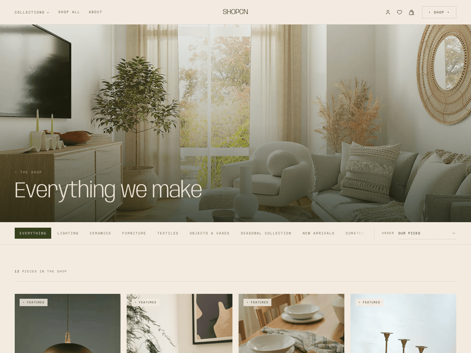 Shopcn e-commerce template
