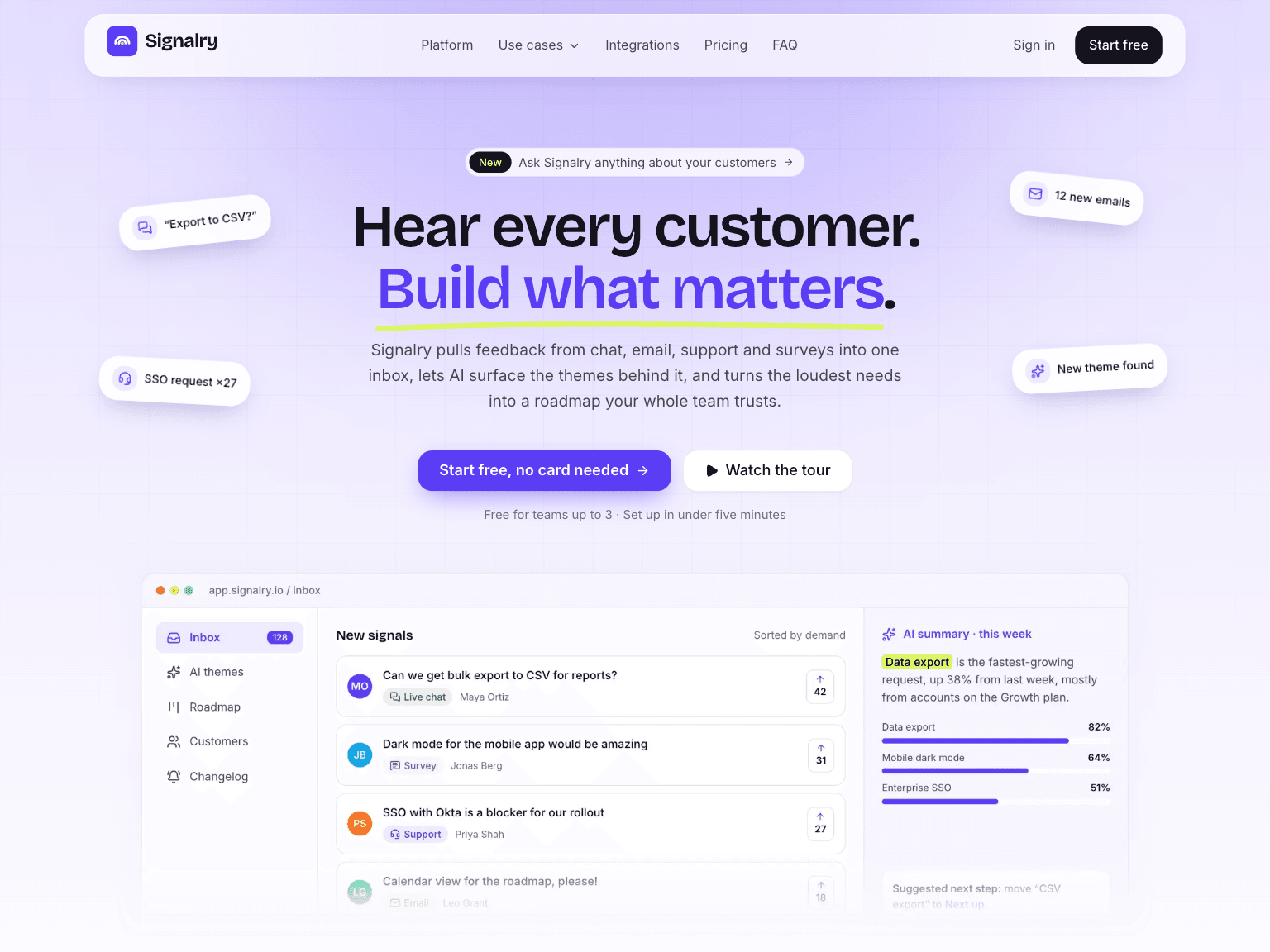 hero and product inbox